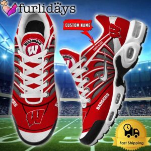 NCAA Wisconsin Badgers Sport Football Logo Custom Air Max Plus Shoes