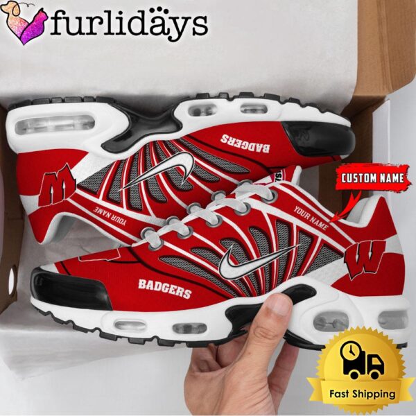 NCAA Wisconsin Badgers Sport Football Logo Custom Air Max Plus Shoes