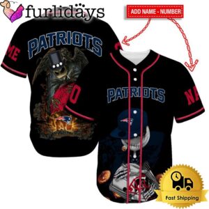 New England Patriots Skull Halloween Custom Name And Number Baseball Jersey