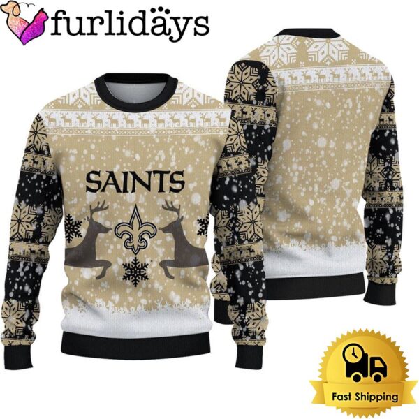 New Orleans Saints Reindeer Football Ugly Christmas Sweater