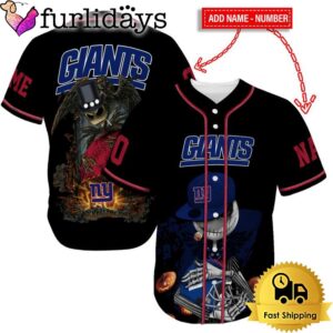 New York Giants Skull Halloween Custom Name And Number Baseball Jersey