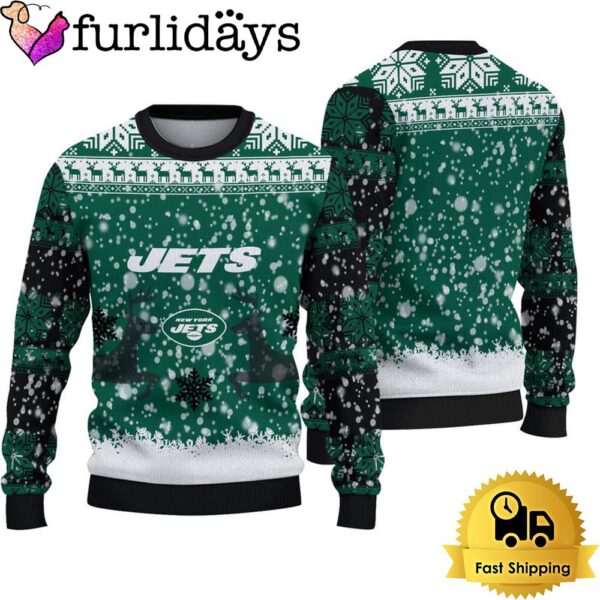 New York Jets Reindeer Football Ugly Christmas Sweater