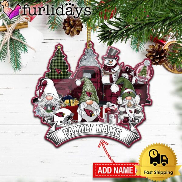 NFL Arizona Cardinals Personalized Name Gnome Christmas Ornament