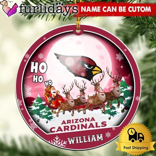 NFL Arizona Cardinals Santa And Reindeers Logo Team Custom Christmas Ornament