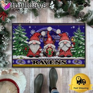 NFL Baltimore Ravens Christmas Gnomes Doormat