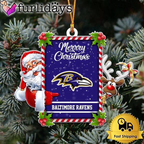 NFL Baltimore Ravens Santa Claus Merry Christmas Ornament