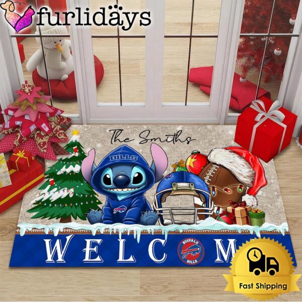 NFL Buffalo Bills Cute Stitch Custom Christmas Doormat