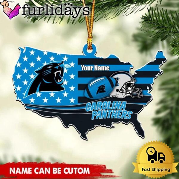 NFL Carolina Panthers American Flag Logo Team Custom Christmas Ornament