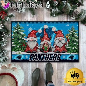 NFL Carolina Panthers Christmas Gnomes Doormat