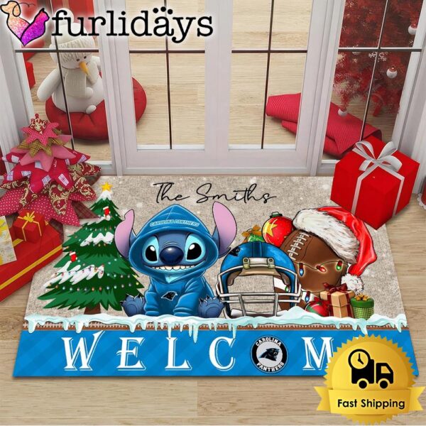 NFL Carolina Panthers Cute Stitch Custom Christmas Doormat