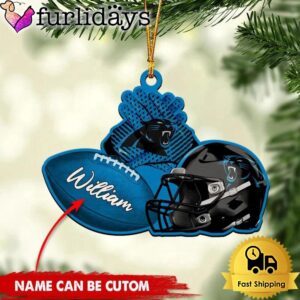 NFL Carolina Panthers Rugby And Helmet Custom Christmas Ornament