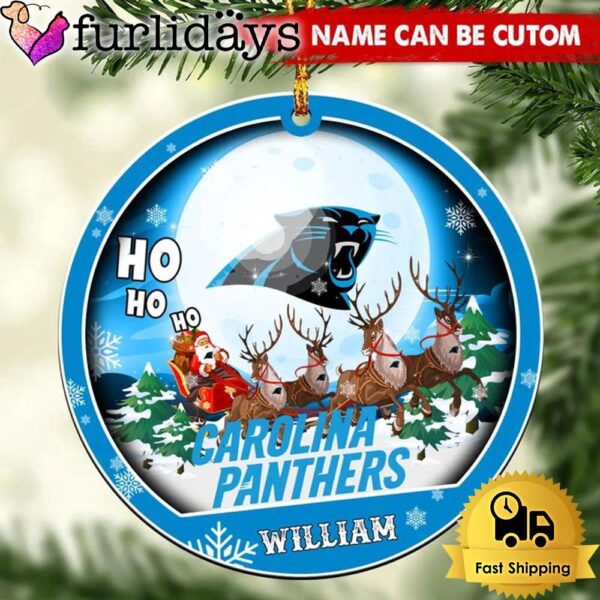 NFL Carolina Panthers Santa And Reindeers Logo Team Custom Christmas Ornament