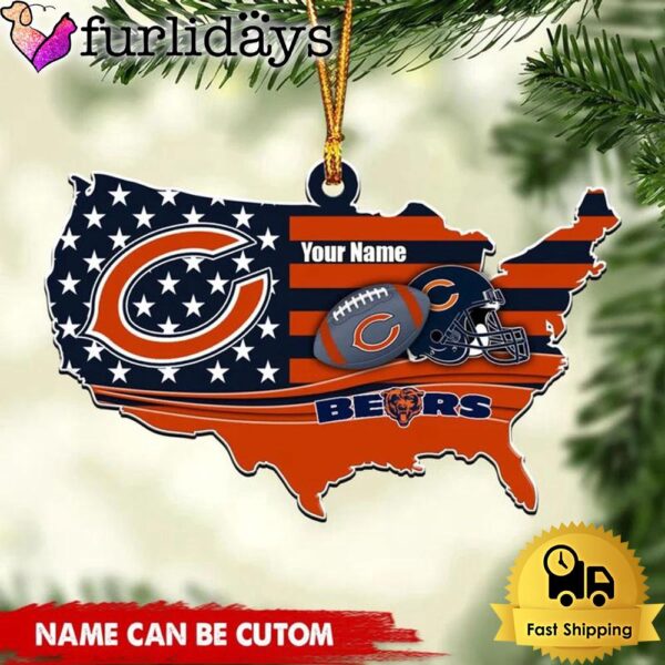 NFL Chicago Bears American Flag Logo Team Custom Christmas Ornament