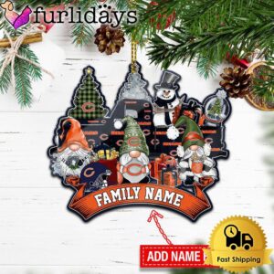 NFL Chicago Bears Personalized Name Gnome Christmas Ornament