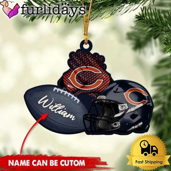 NFL Chicago Bears Rugby And Helmet Custom Christmas Ornament