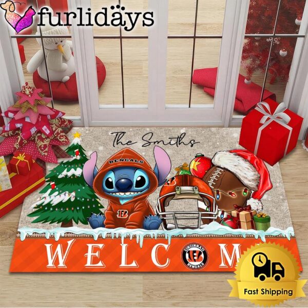 NFL Cincinnati Bengals Cute Stitch Custom Christmas Doormat