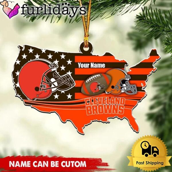 NFL Cleveland Browns American Flag Logo Team Custom Christmas Ornament