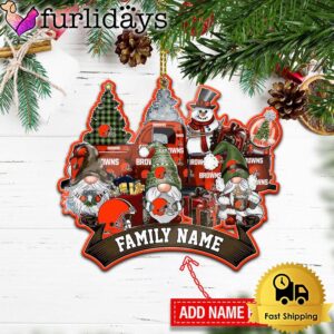 NFL Cleveland Browns Cowboys Personalized Name Gnome Christmas Ornament