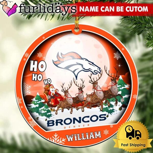 NFL Denver Broncos Santa And Reindeers Logo Team Custom Christmas Ornament