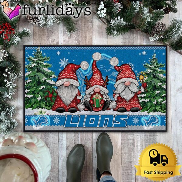 NFL Detroit Lions Christmas Gnomes Doormat