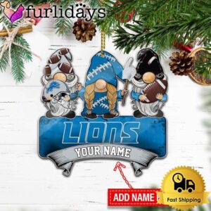 NFL Detroit Lions Custom Gnome Christmas Ornament