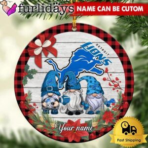 NFL Detroit Lions Football 3 Gnome Custom Christmas Ornament