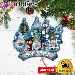 NFL Detroit Lions Personalized Name Gnome Christmas Ornament