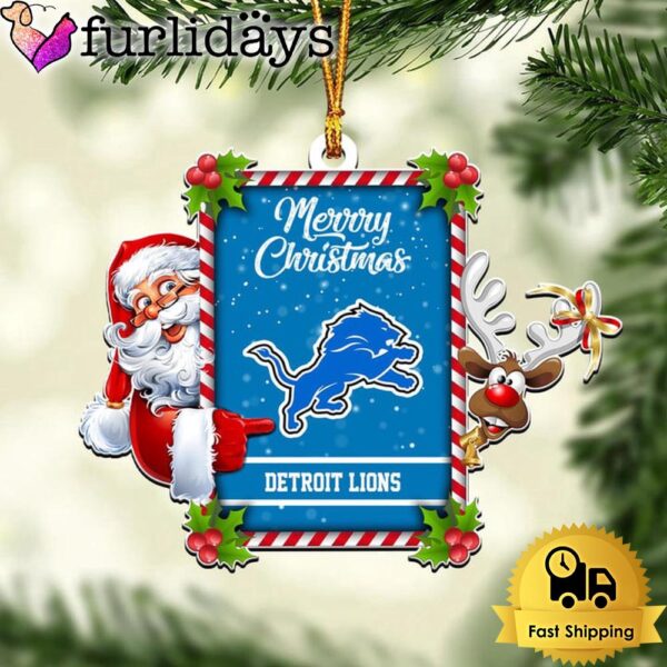 NFL Detroit Lions Santa Claus Merry Christmas Ornament