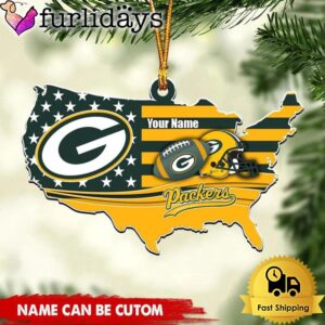 NFL Green Bay Packers American Flag Logo Team Custom Christmas Ornament