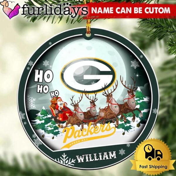 NFL Green Bay Packers Santa And Reindeers Logo Team Custom Christmas Ornament