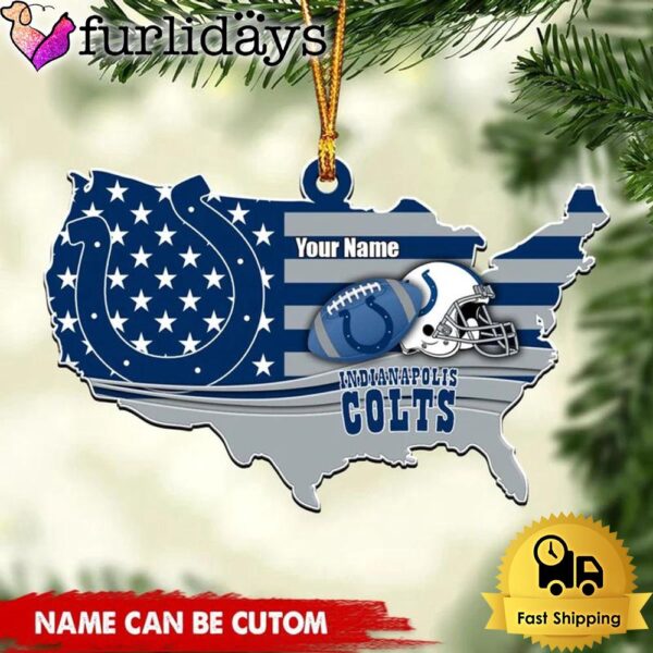 NFL Indianapolis Colts American Flag Logo Team Custom Christmas Ornament