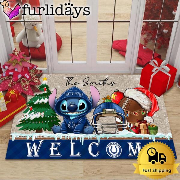 NFL Indianapolis Colts Cute Stitch Custom Christmas Doormat