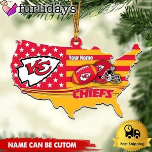 NFL Kansas City Chiefs American Flag Logo Team Custom Christmas Ornament