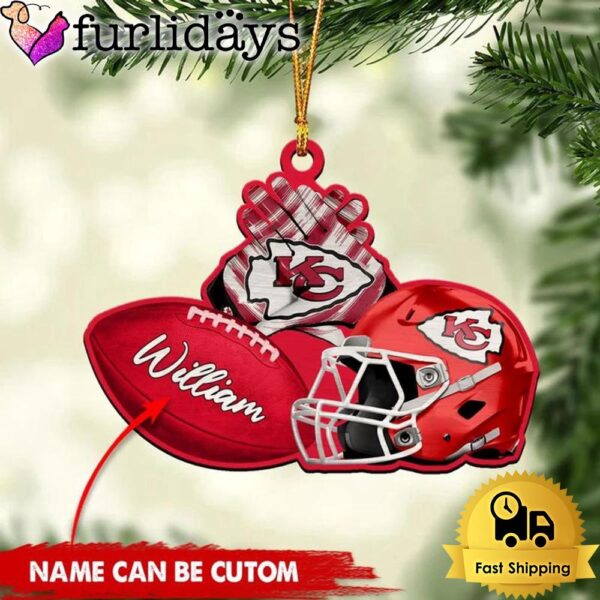 NFL Kansas City Chiefs Rugby And Helmet Custom Christmas Ornament