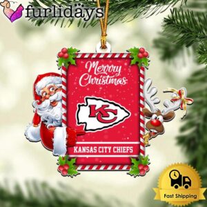 NFL Kansas City Chiefs Santa Claus Merry Christmas Ornament