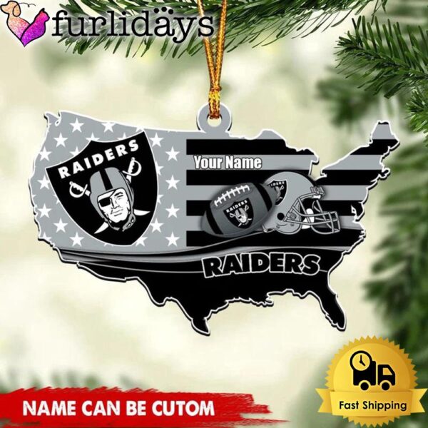 NFL Las Vegas Raiders American Flag Logo Team Custom Christmas Ornament