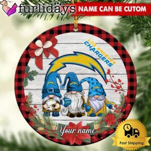 NFL Los Angeles Chargers Football 3 Gnome Custom Christmas Ornament