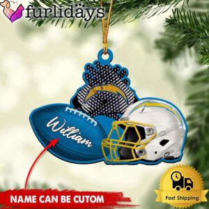 NFL Los Angeles Chargers Rugby And Helmet Custom Christmas Ornament