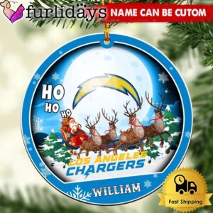 NFL Los Angeles Chargers Santa And Reindeers Logo Team Custom Christmas Ornament