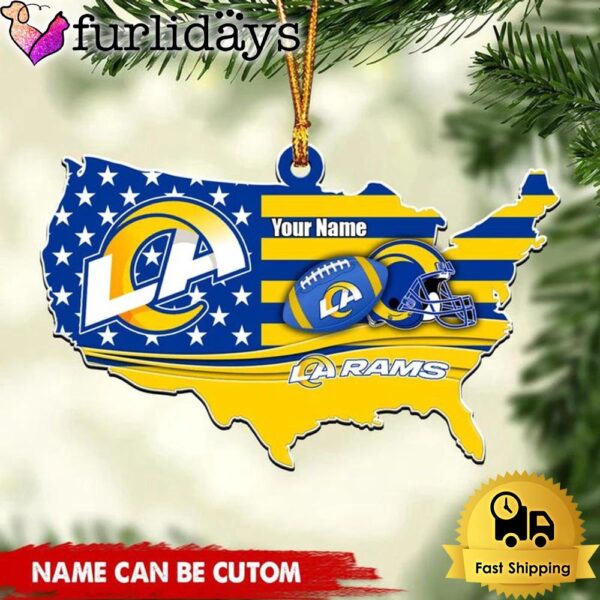 NFL Los Angeles Rams American Flag Logo Team Custom Christmas Ornament