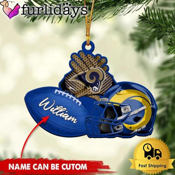 NFL Los Angeles Rams Rugby And Helmet Custom Christmas Ornament