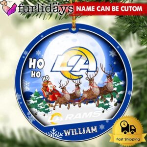 NFL Los Angeles Rams Santa And Reindeers Logo Team Custom Christmas Ornament