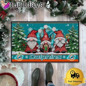 NFL Miami Dolphins Christmas Gnomes Doormat