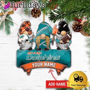 NFL Miami Dolphins Custom Gnome Christmas Ornament