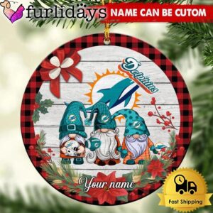 NFL Miami Dolphins Football 3 Gnome Custom Christmas Ornament