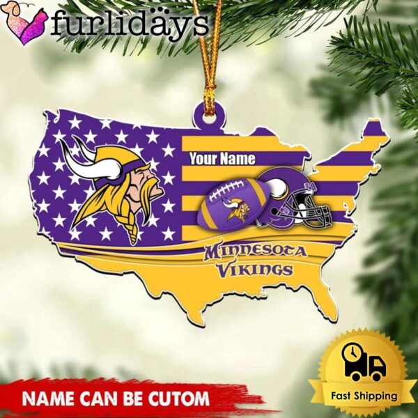 NFL Minnesota Vikings American Flag Logo Team Custom Christmas Ornament