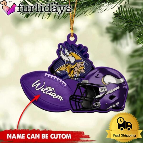 NFL Minnesota Vikings Rugby And Helmet Custom Christmas Ornament