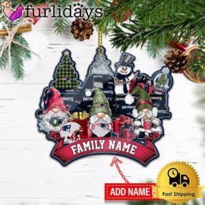 NFL New England Patriots Cowboys Personalized Name Gnome Christmas Ornament