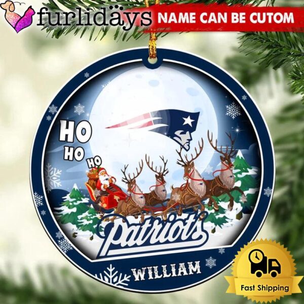 NFL New England Patriots Santa And Reindeers Logo Team Custom Christmas Ornament