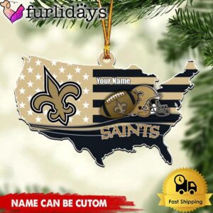 NFL New Orleans Saints American Flag Logo Team Custom Christmas Ornament